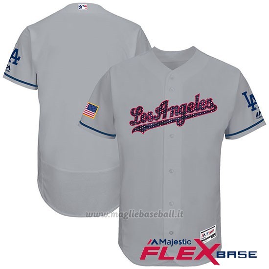 Maglia Baseball Uomo Los Angeles Dodgers 2017 Estrellas y Rayas Grigio Flex Base